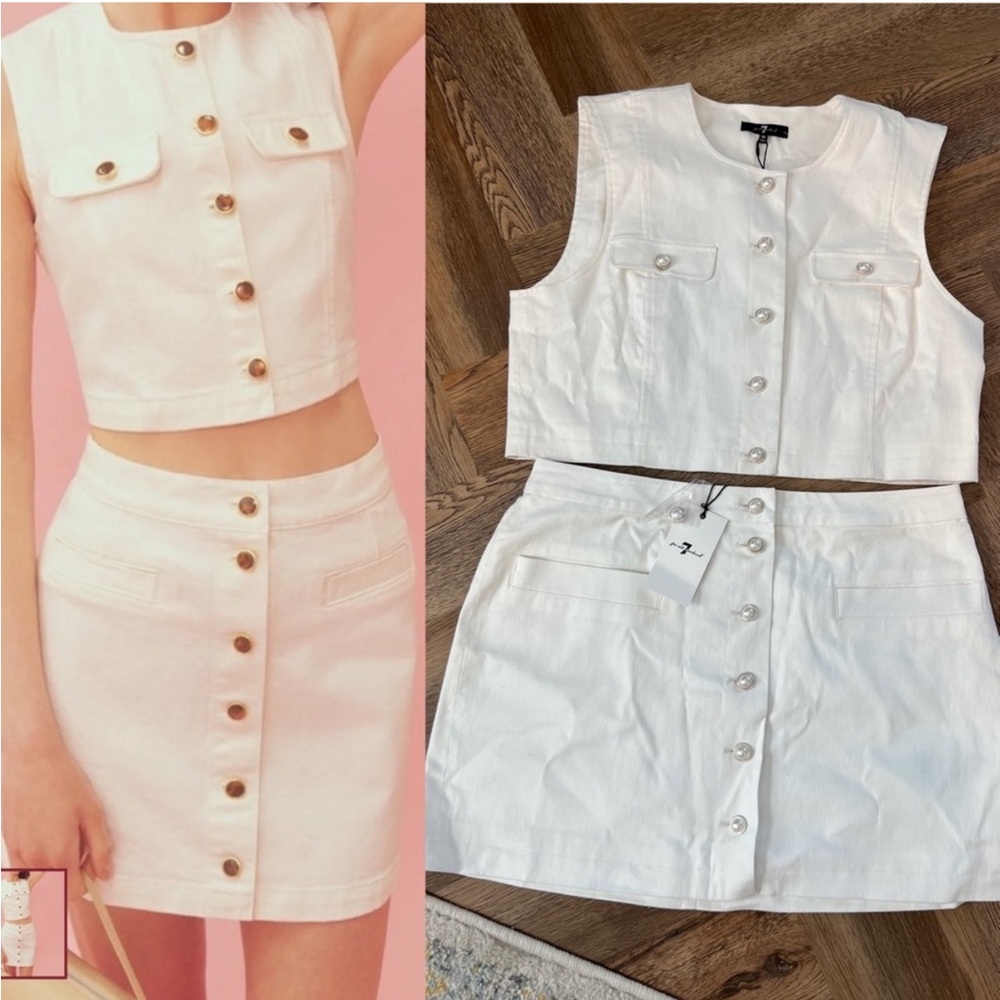 NWT 7 for All Mankind Pearl Matching Vest and Skirt